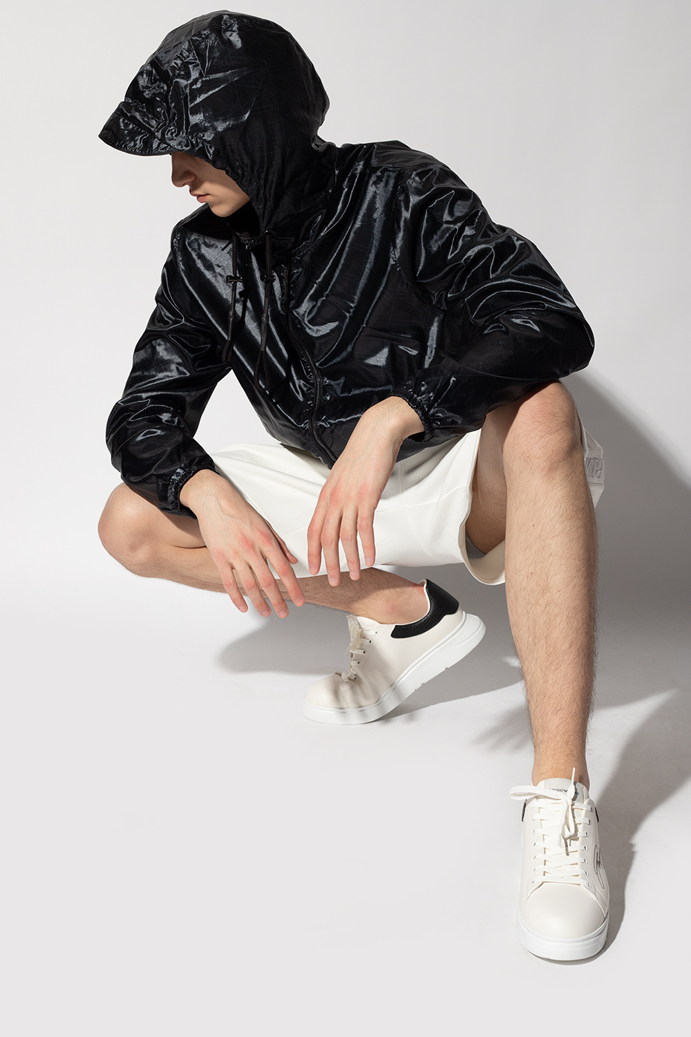 美品 EMPORIO ARMANI ニットジャケット バックロゴ イタリア製